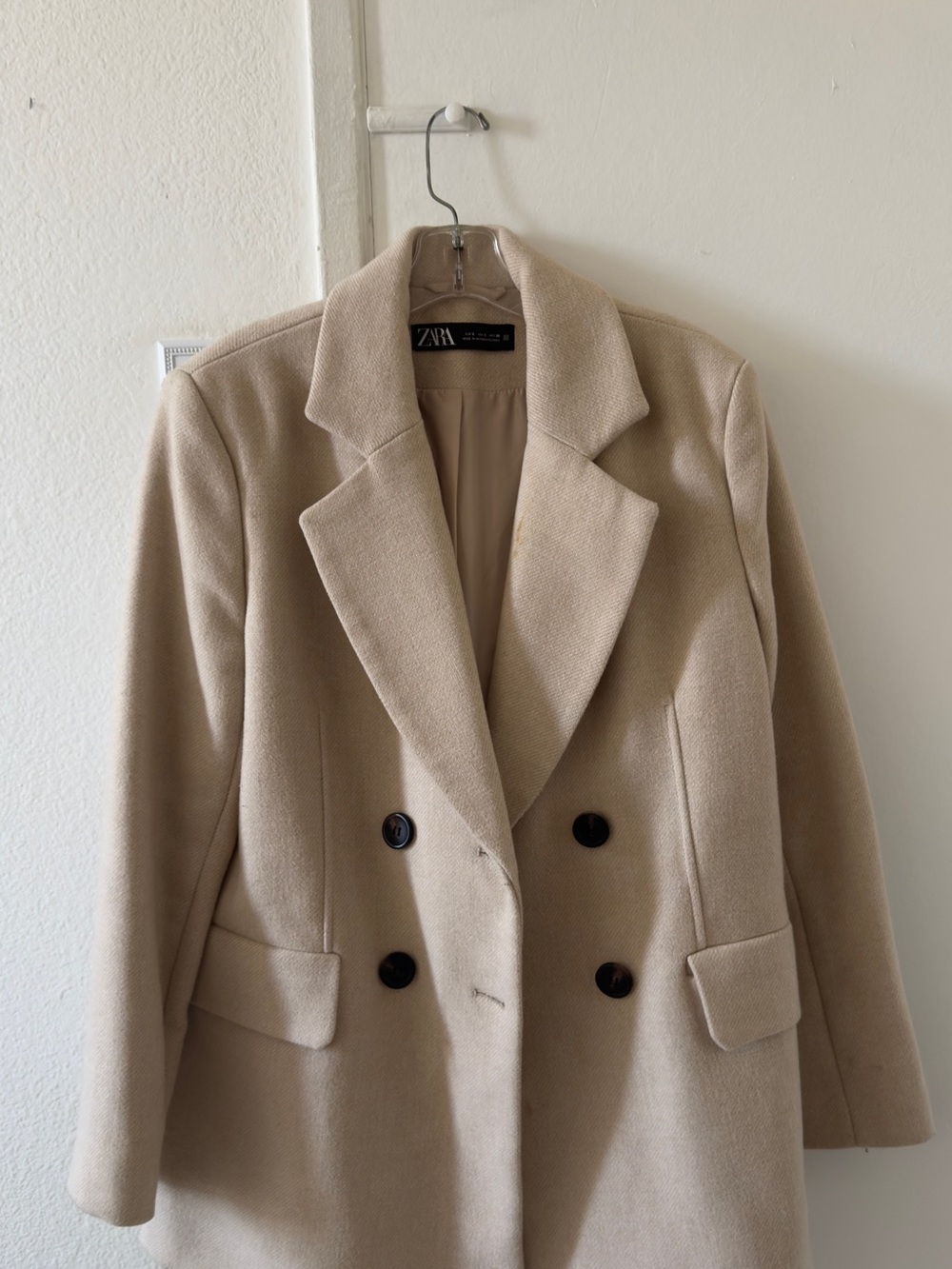 Zara Tan Pea Coat - Size Small